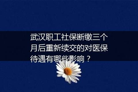武汉职工社保断缴三个月后重新续交的对医保待遇有哪些影响？