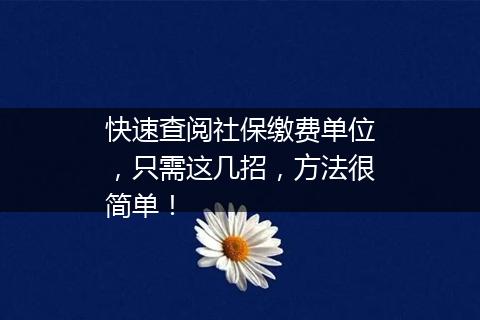 快速查阅社保缴费单位，只需这几招，方法很简单！