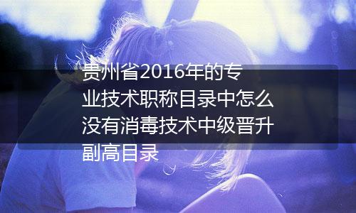 贵州省2016年的专业技术职称目录中怎么没有消毒技术中级晋升副高目录