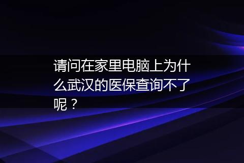 请问在家里电脑上为什么武汉的医保查询不了呢？