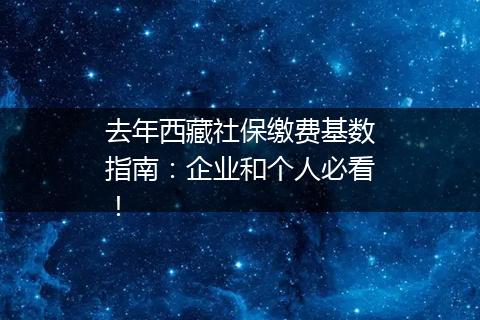 去年西藏社保缴费基数指南：企业和个人必看！