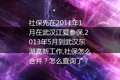 社保先在2011年1月在武汉江夏参保,2013年5月到武汉东湖高新工作,社保怎么合并？怎么查询了？