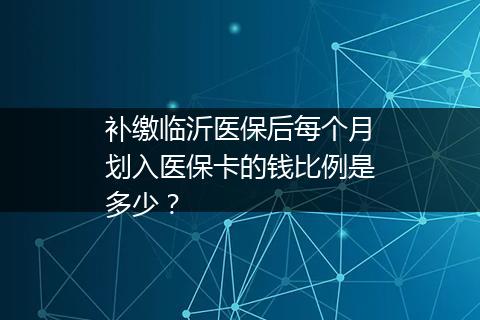 补缴临沂医保后每个月划入医保卡的钱比例是多少？