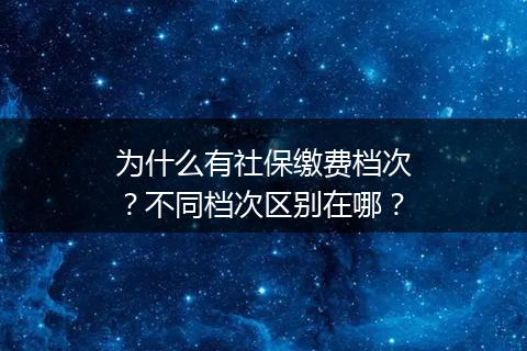 为什么有社保缴费档次？不同档次区别在哪？