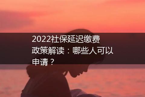 2022社保延迟缴费政策解读：哪些人可以申请？