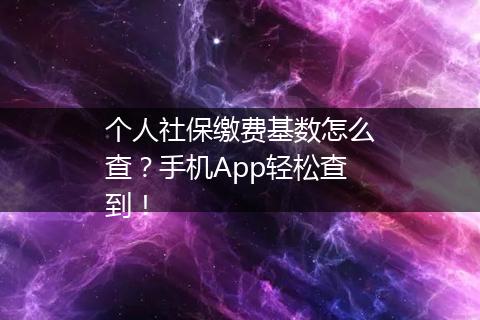 个人社保缴费基数怎么查？手机App轻松查到！