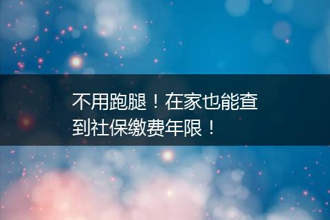 不用跑腿！在家也能查到社保缴费年限！