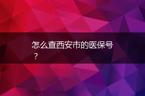 怎么查西安市的医保号？