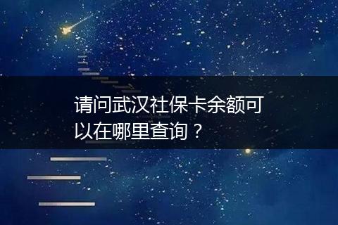 请问武汉社保卡余额可以在哪里查询？