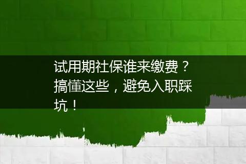 试用期社保谁来缴费？搞懂这些，避免入职踩坑！