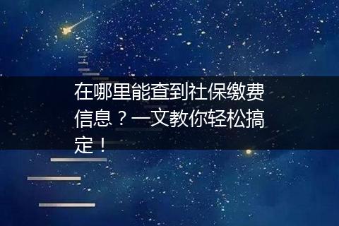 在哪里能查到社保缴费信息？一文教你轻松搞定！