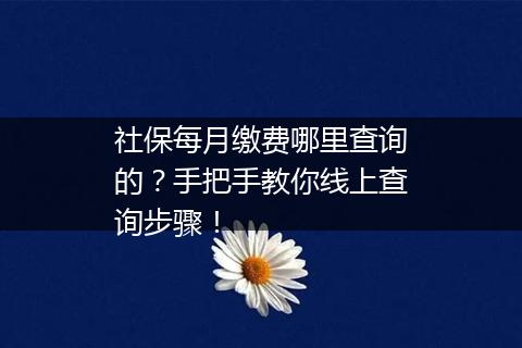 社保每月缴费哪里查询的？手把手教你线上查询步骤！
