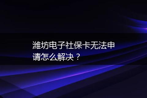 潍坊电子社保卡无法申请怎么解决？