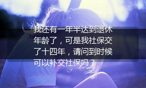 我还有一年半达到退休年龄了，可是我社保交了十四年，请问到时候可以补交社保吗？