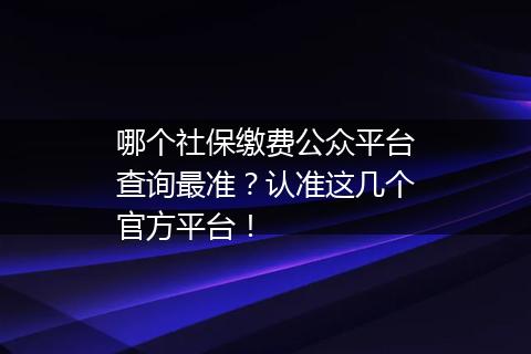 哪个社保缴费公众平台查询最准？认准这几个官方平台！