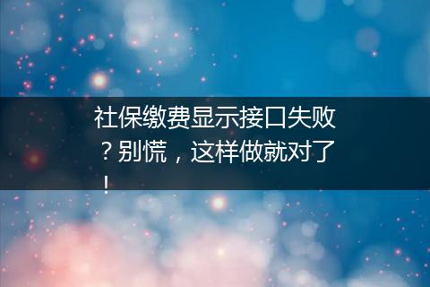社保缴费显示接口失败？别慌，这样做就对了！