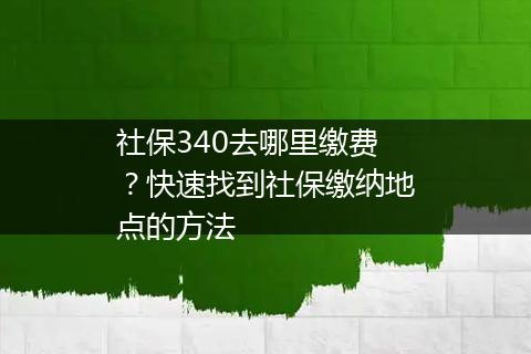 社保340去哪里缴费？快速找到社保缴纳地点的方法