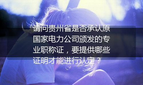 请问贵州省是否承认原国家电力公司颁发的专业职称证，要提供哪些证明才能进行认定？