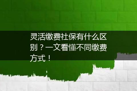 灵活缴费社保有什么区别？一文看懂不同缴费方式！