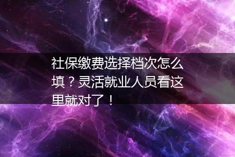 社保缴费选择档次怎么填？灵活就业人员看这里就对了！