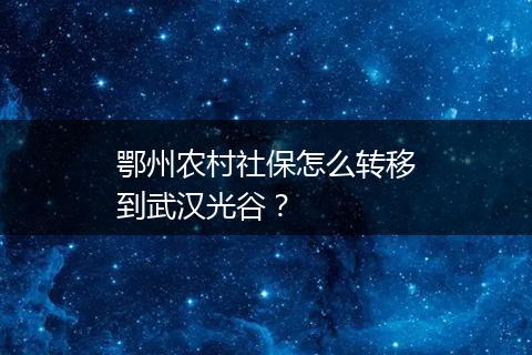 鄂州农村社保怎么转移到武汉光谷？