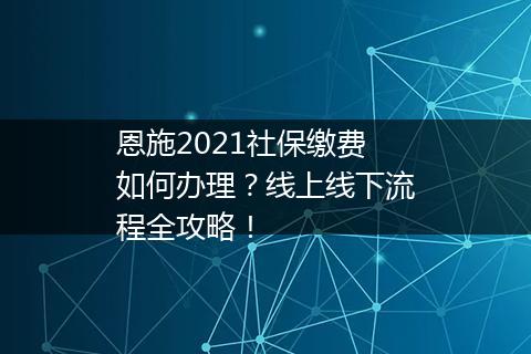 恩施2021社保缴费如何办理？线上线下流程全攻略！