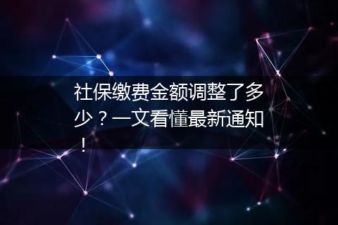 社保缴费金额调整了多少？一文看懂最新通知！