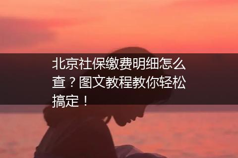 北京社保缴费明细怎么查？图文教程教你轻松搞定！