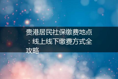 贵港居民社保缴费地点：线上线下缴费方式全攻略