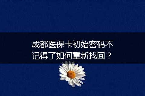 成都医保卡初始密码不记得了如何重新找回？