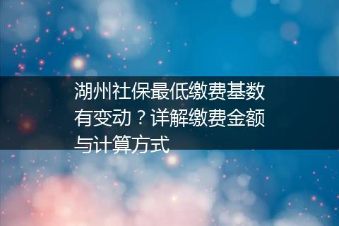 湖州社保最低缴费基数有变动？详解缴费金额与计算方式