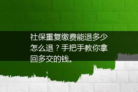 社保重复缴费能退多少怎么退？手把手教你拿回多交的钱。