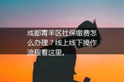 成都青羊区社保缴费怎么办理？线上线下操作流程看这里。