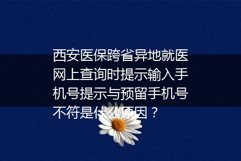西安医保跨省异地就医网上查询时提示输入手机号提示与预留手机号不符是什么原因？