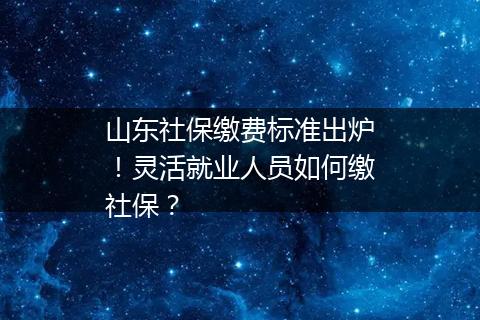 山东社保缴费标准出炉！灵活就业人员如何缴社保？