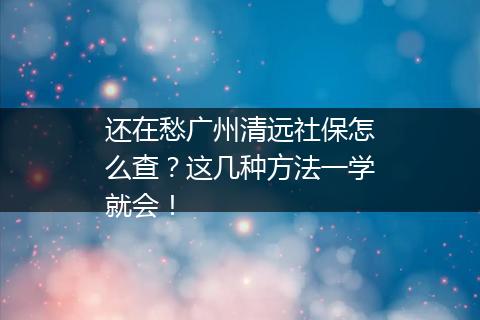 还在愁广州清远社保怎么查？这几种方法一学就会！