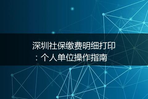深圳社保缴费明细打印：个人单位操作指南