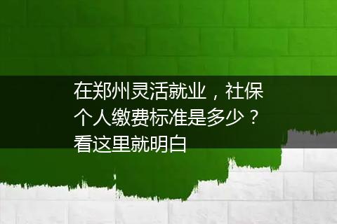 在郑州灵活就业，社保个人缴费标准是多少？看这里就明白
