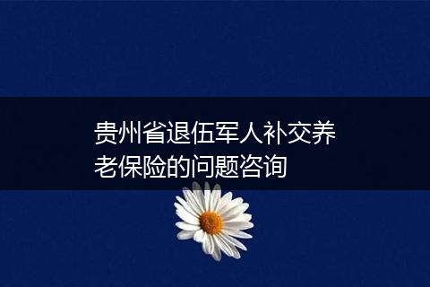 贵州省退伍军人补交养老保险的问题咨询