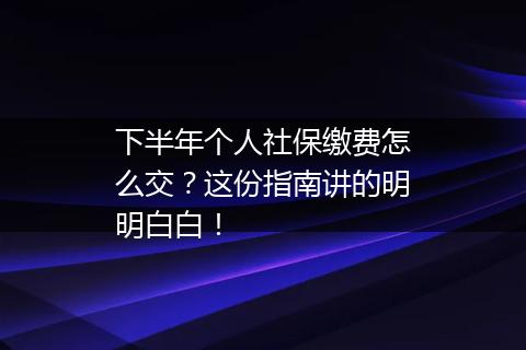 下半年个人社保缴费怎么交？这份指南讲的明明白白！