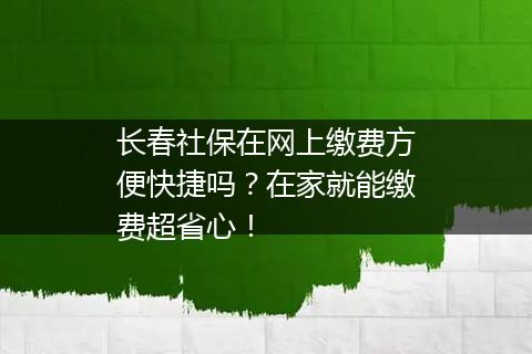 长春社保在网上缴费方便快捷吗？在家就能缴费超省心！