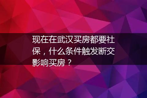 现在在武汉买房都要社保，什么条件触发断交影响买房？