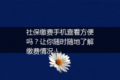 社保缴费手机查看方便吗？让你随时随地了解缴费情况！