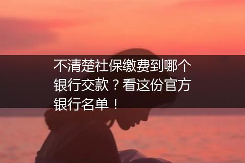 不清楚社保缴费到哪个银行交款？看这份官方银行名单！