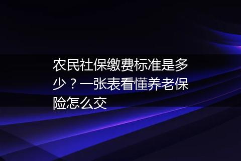 农民社保缴费标准是多少?一张表看懂养老保险怎么交